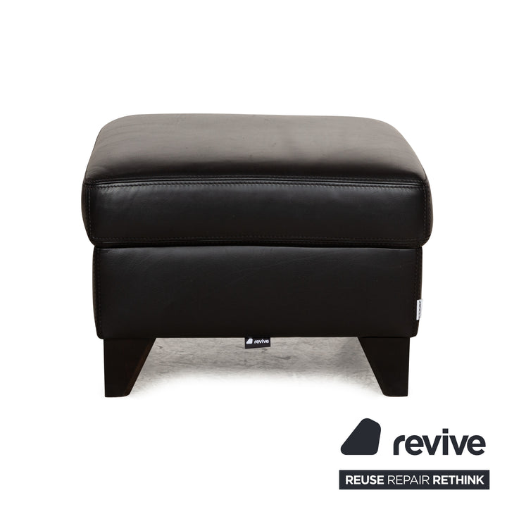 Ensemble de canapé d'angle en cuir Machalke Diego Récamière noir Canapé droit Canapé Tabouret