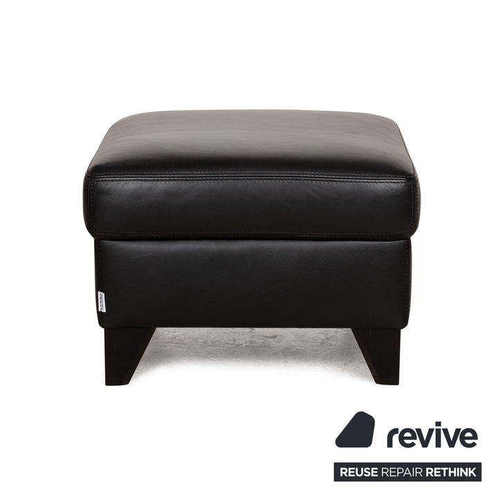 Ensemble de canapé d'angle en cuir Machalke Diego Récamière noir Canapé droit Canapé Tabouret