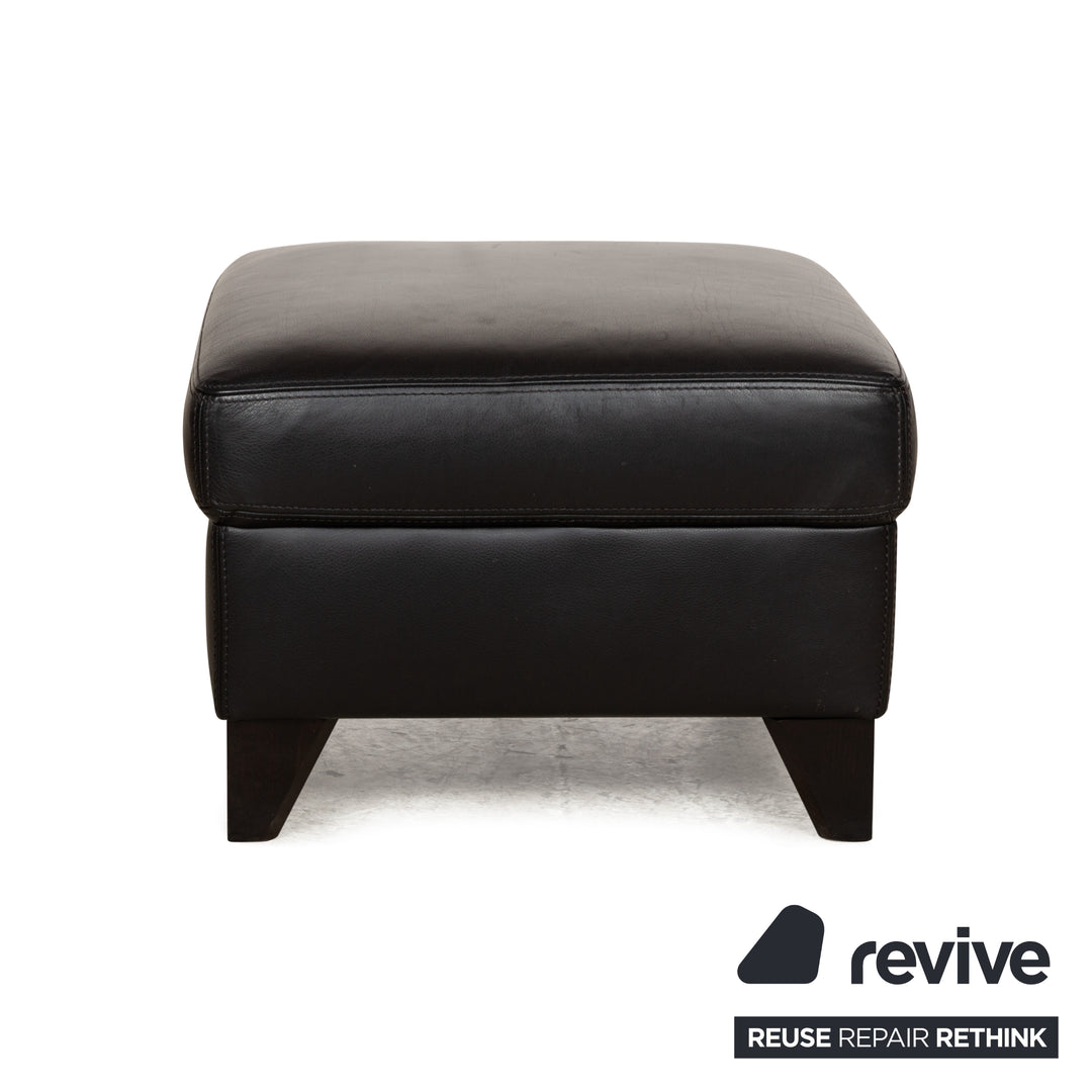 Ensemble de canapé d'angle en cuir Machalke Diego Récamière noir Canapé droit Canapé Tabouret