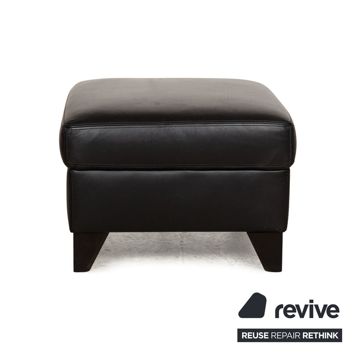 Ensemble de canapé d'angle en cuir Machalke Diego Récamière noir Canapé droit Canapé Tabouret