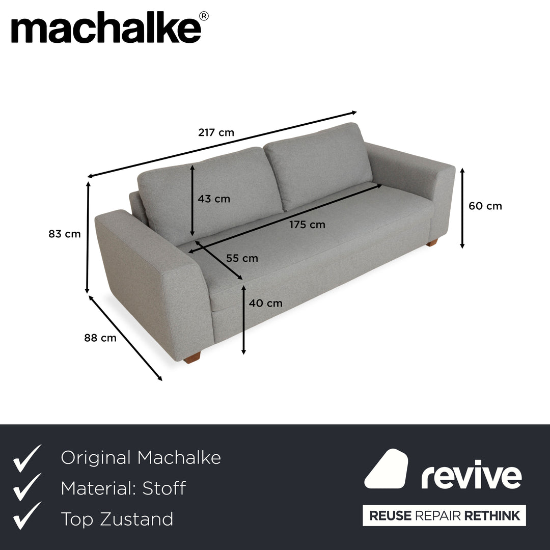 Machalke Dreisitzer Stoff Grau Sofa Couch