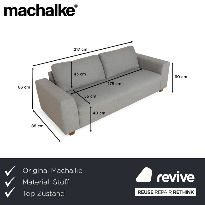 Machalke Dreisitzer Stoff Grau Sofa Couch