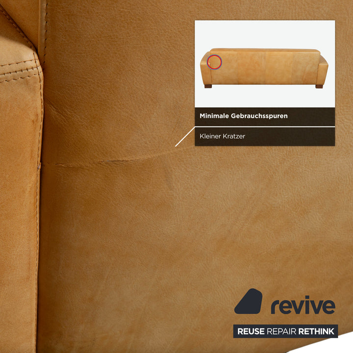 Machalke Leder 2x Dreisitzer Gelb Cognac Sofa Couch