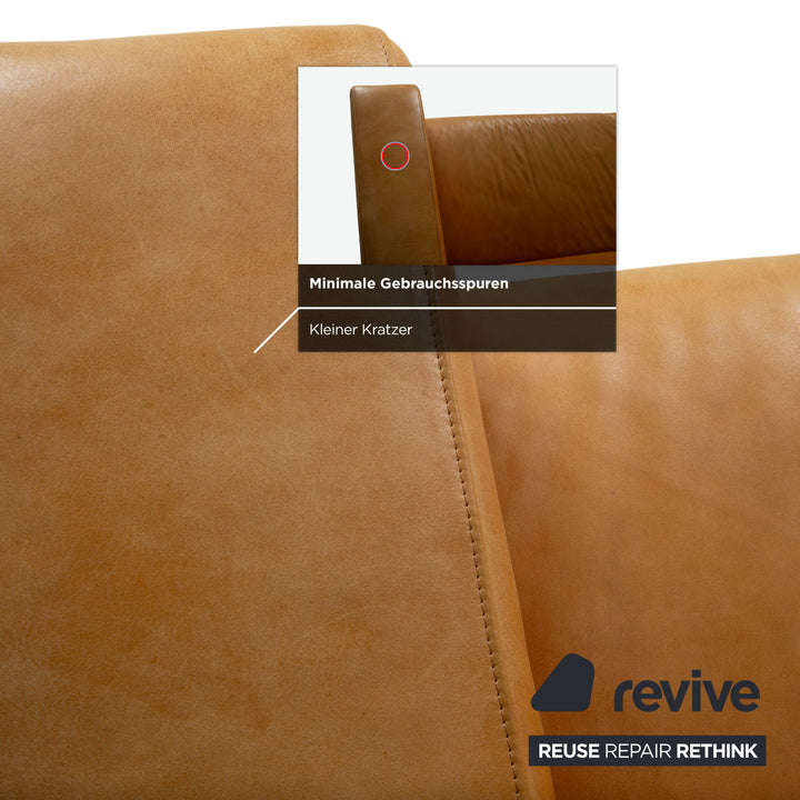Machalke Leder 2x Dreisitzer Gelb Cognac Sofa Couch