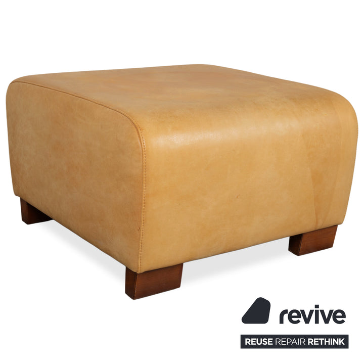 Machalke Leder 2x Dreisitzer Hocker Gelb Cognac Sofa Couch