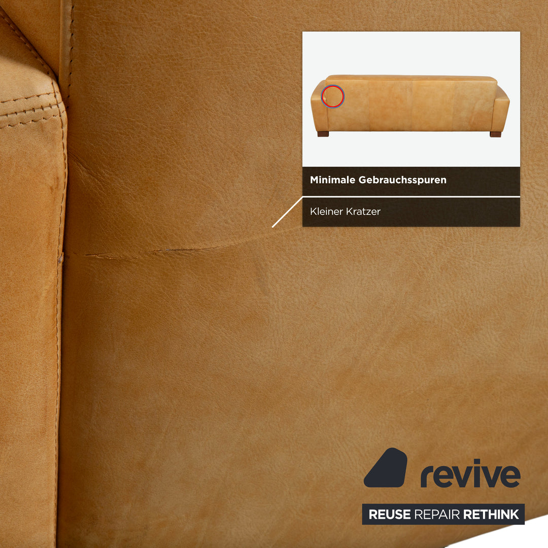 Machalke Leder 2x Dreisitzer Hocker Gelb Cognac Sofa Couch