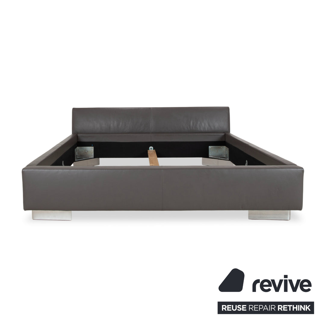 Machalke Leder Bett Grau Schlafzimmer