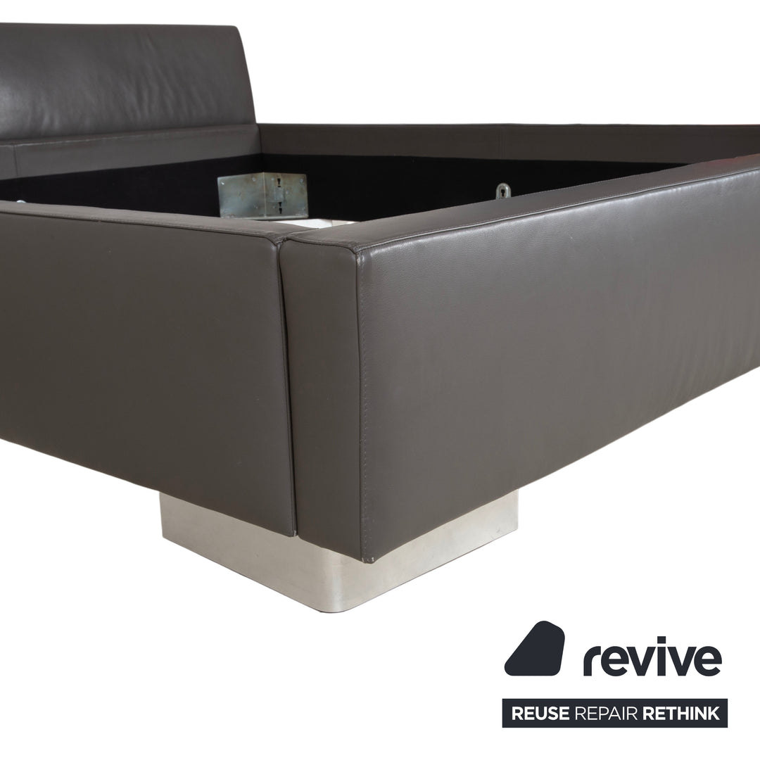 Machalke Leder Bett Grau Schlafzimmer