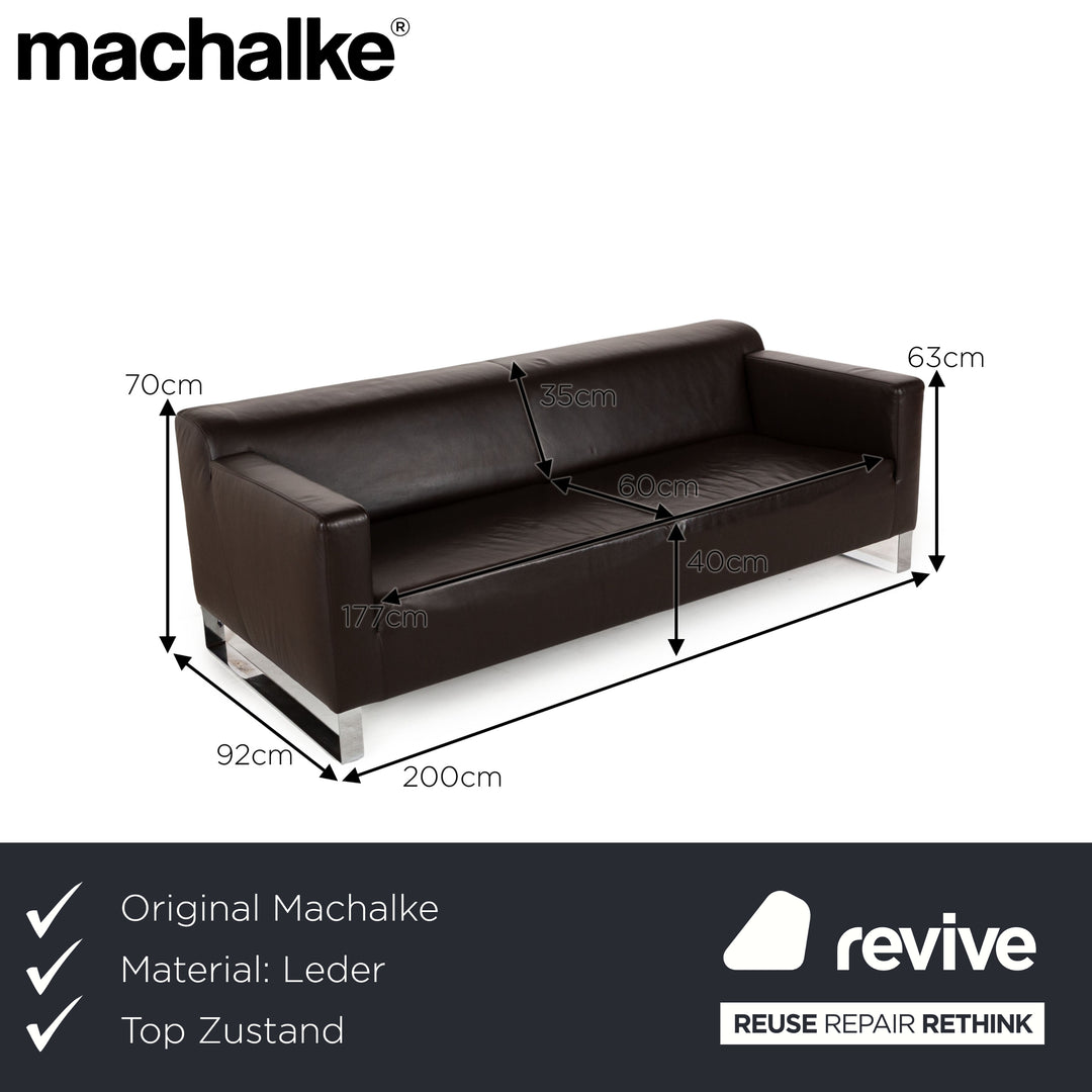 Machalke Leather Three-Seater Brown Sofa Couch