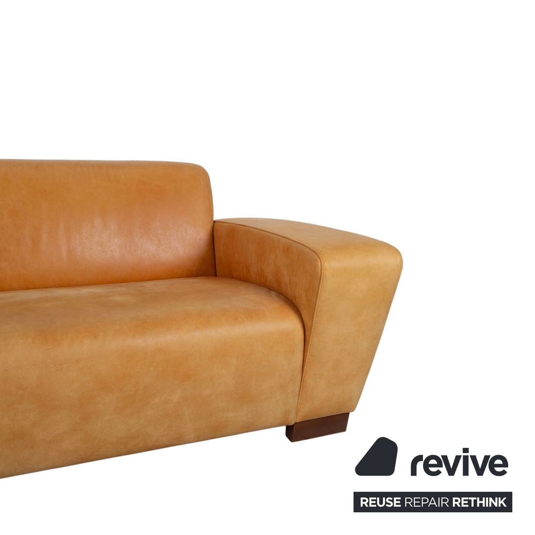 Machalke Leder Dreisitzer Gelb Cognac Sofa Couch