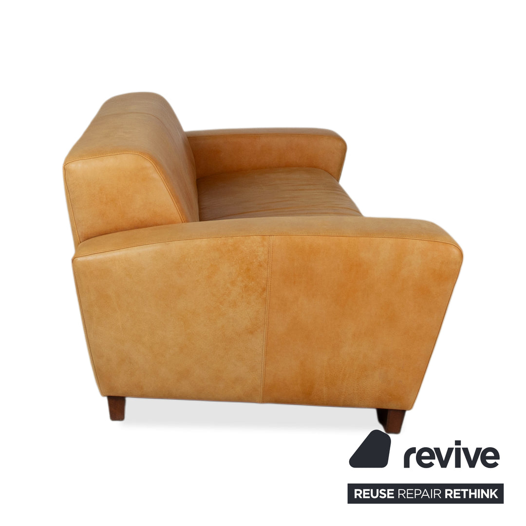 Machalke Leder Dreisitzer Gelb Cognac Sofa Couch