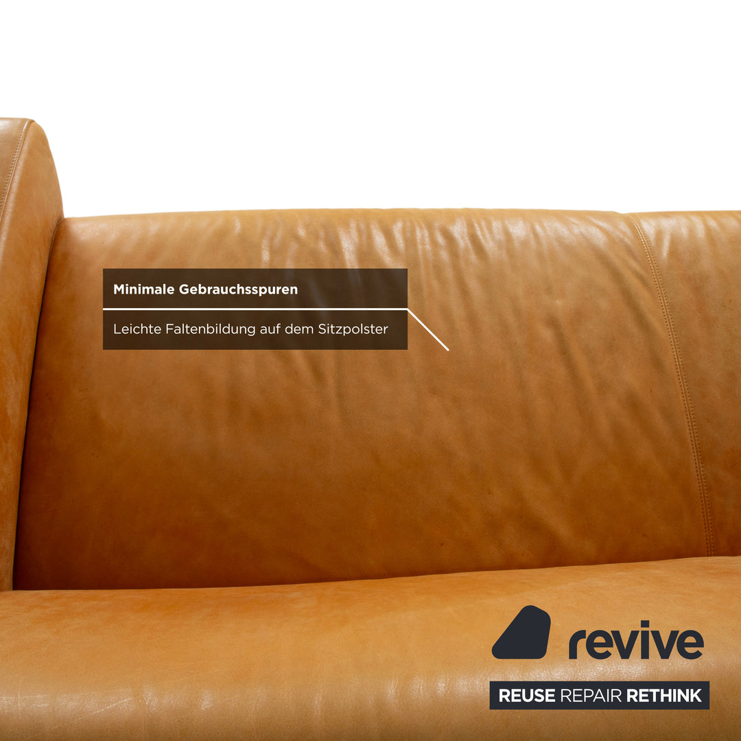 Machalke Leder Dreisitzer Gelb Cognac Sofa Couch