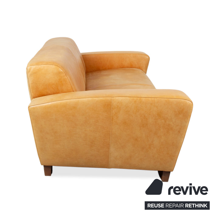 Machalke Leder Dreisitzer Gelb Cognac Sofa Couch