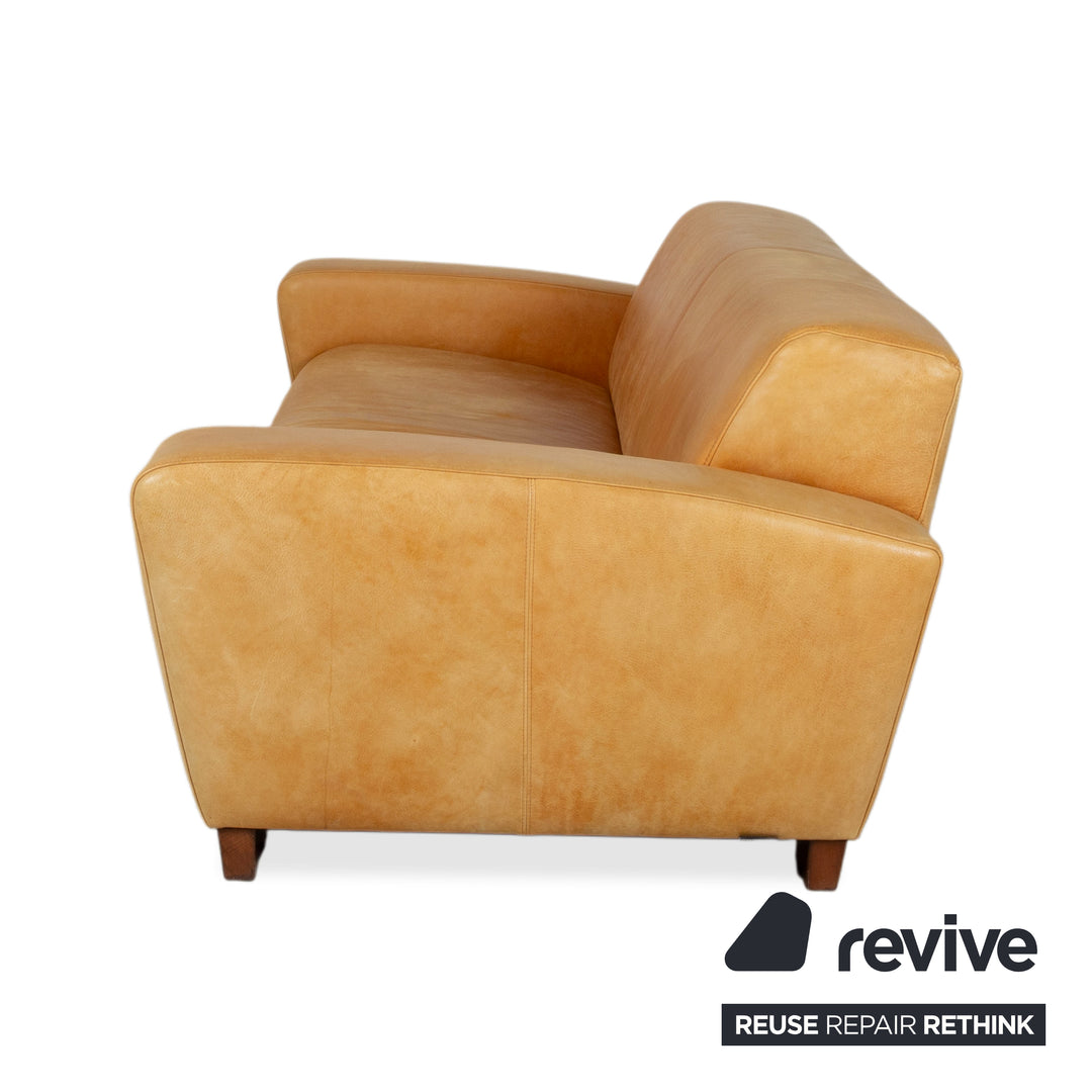 Machalke Leder Dreisitzer Gelb Cognac Sofa Couch