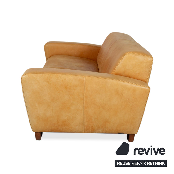 Machalke Leder Dreisitzer Gelb Cognac Sofa Couch