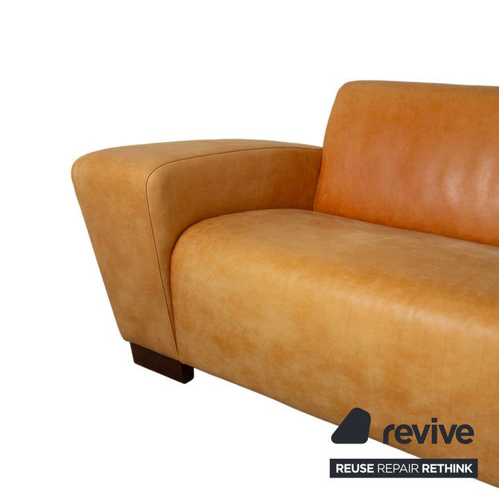 Machalke Leder Dreisitzer Gelb Cognac Sofa Couch