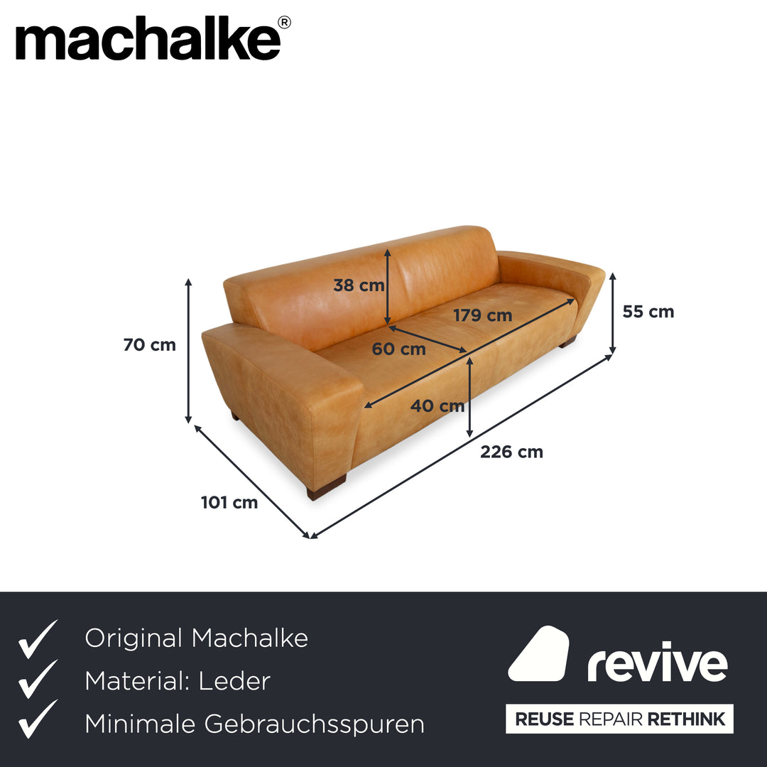 Machalke Leder Dreisitzer Gelb Cognac Sofa Couch