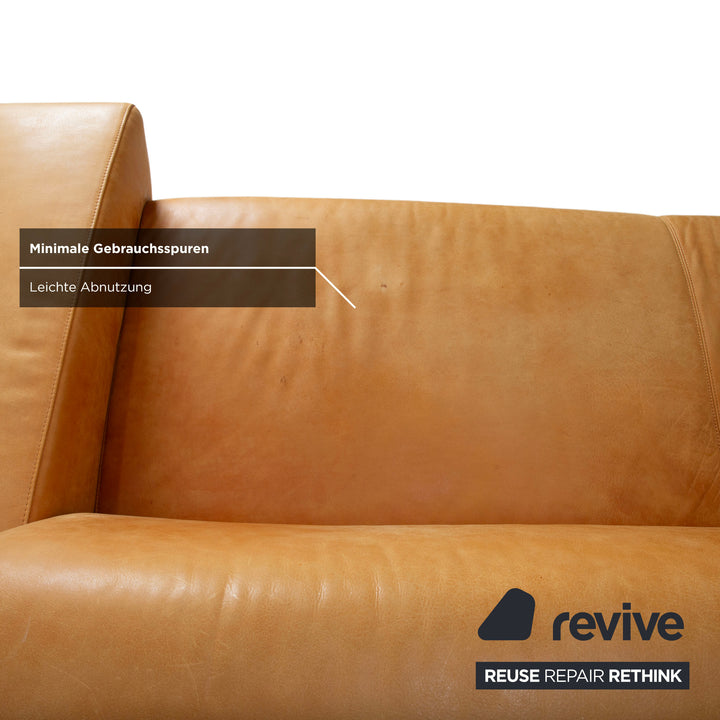 Machalke Leder Dreisitzer Gelb Cognac Sofa Couch