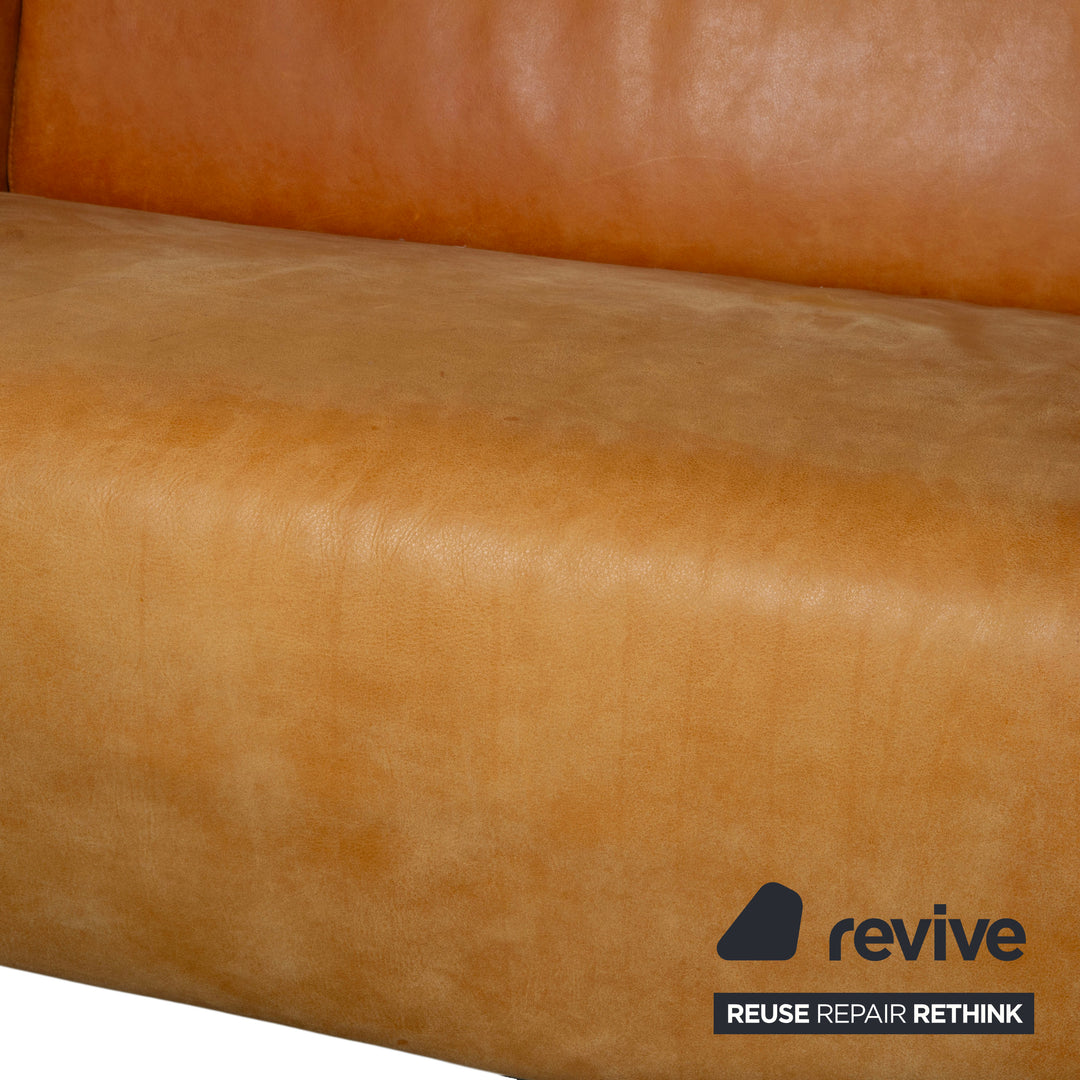 Machalke Leder Dreisitzer Gelb Cognac Sofa Couch