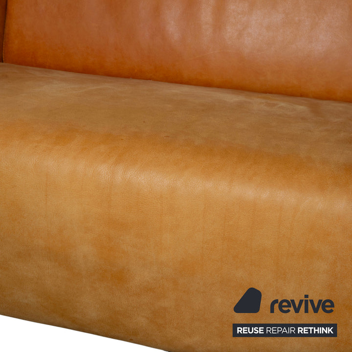 Machalke Leder Dreisitzer Gelb Cognac Sofa Couch