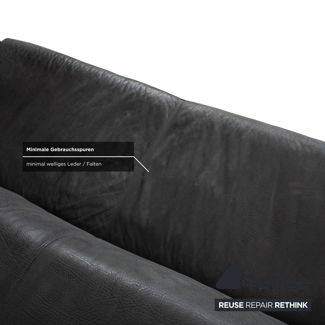 Machalke Leder Dreisitzer Grau Sofa Couch
