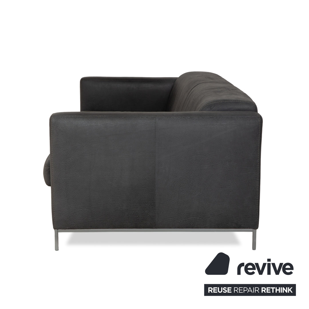 Machalke Leder Dreisitzer Grau Sofa Couch
