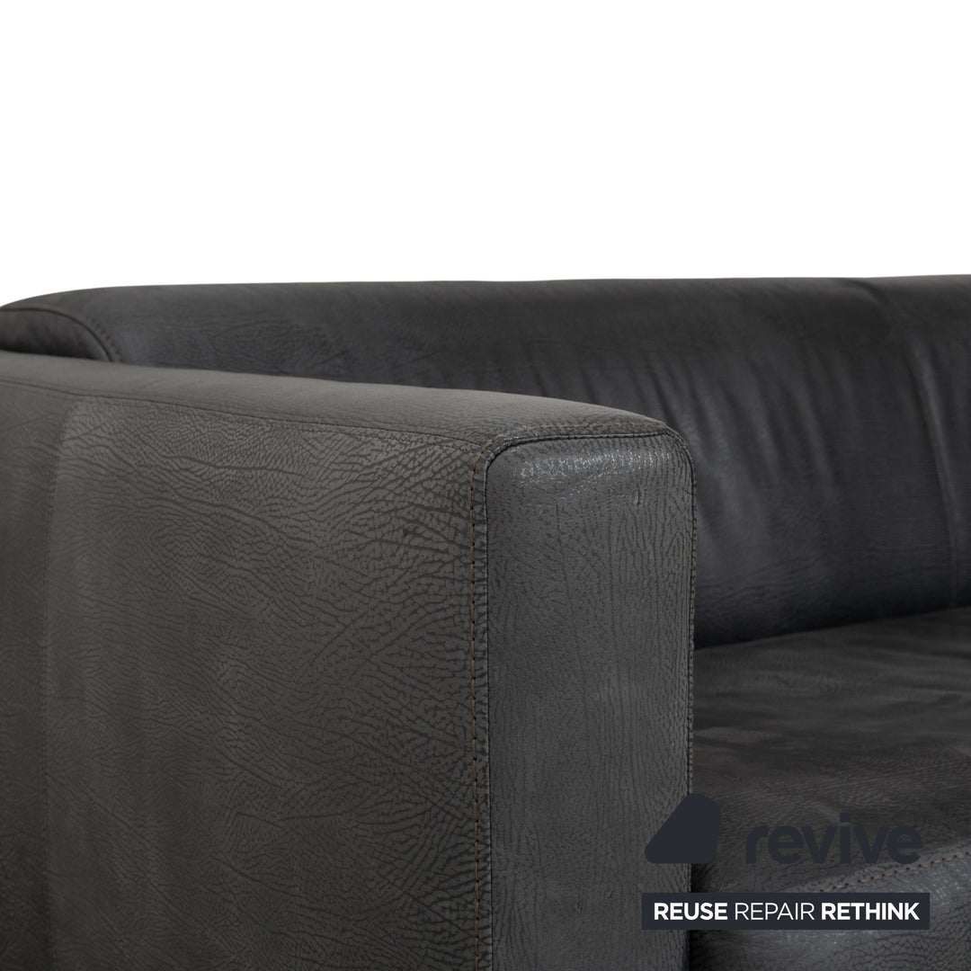 Machalke Leder Dreisitzer Grau Sofa Couch