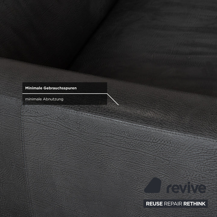 Machalke Leder Dreisitzer Grau Sofa Couch