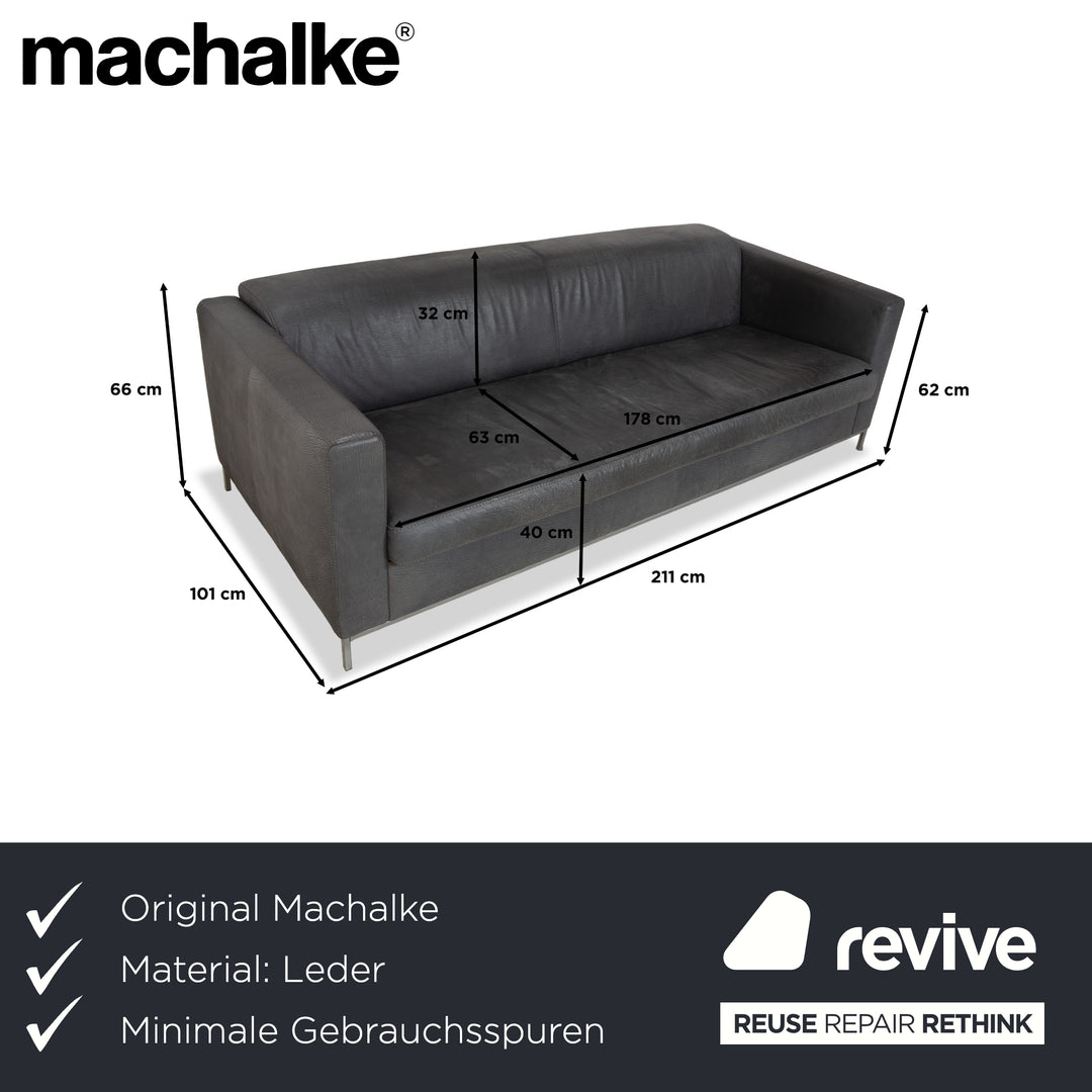 Machalke Leder Dreisitzer Grau Sofa Couch