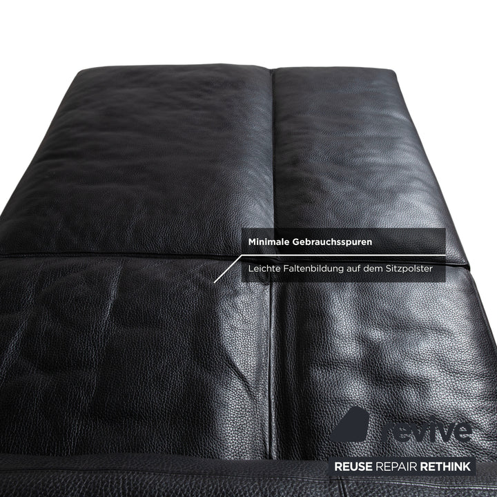 Machalke Leder Dreisitzer Schwarz manuelle Funktion Sofa Couch