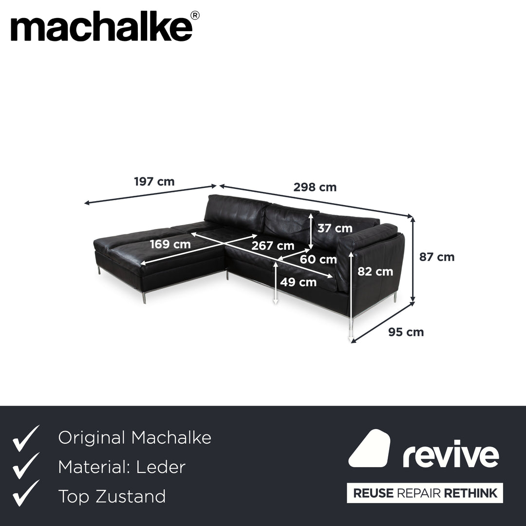 Machalke Leder Dreisitzer Schwarz manuelle Funktion Sofa Couch