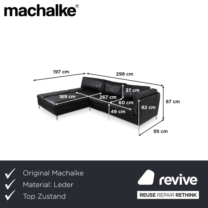 Machalke Leder Dreisitzer Schwarz manuelle Funktion Sofa Couch