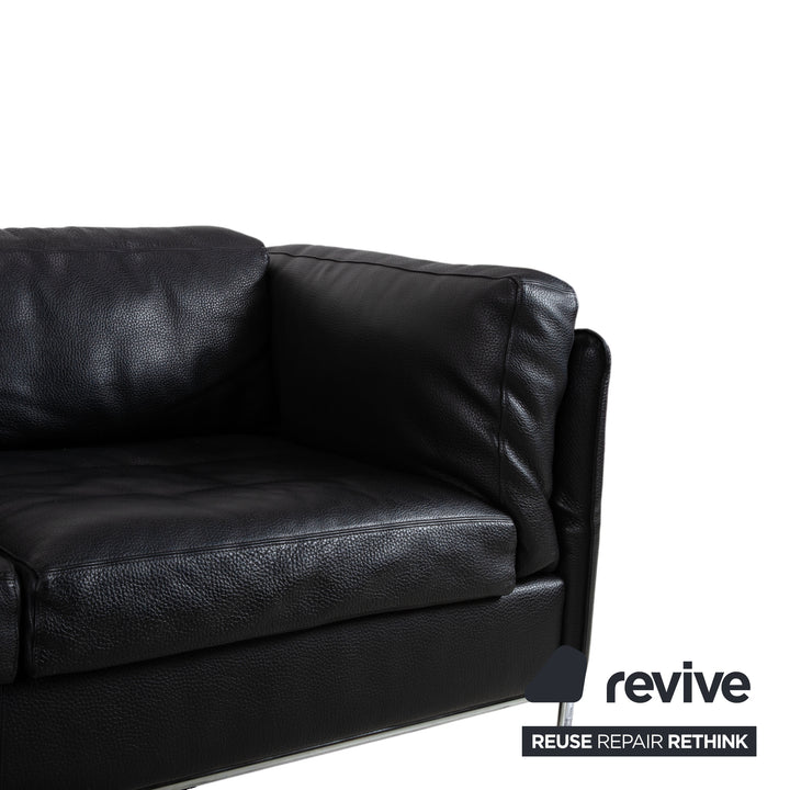 Machalke Leder Ecksofa Schwarz manuelle Funktion Sofa Couch