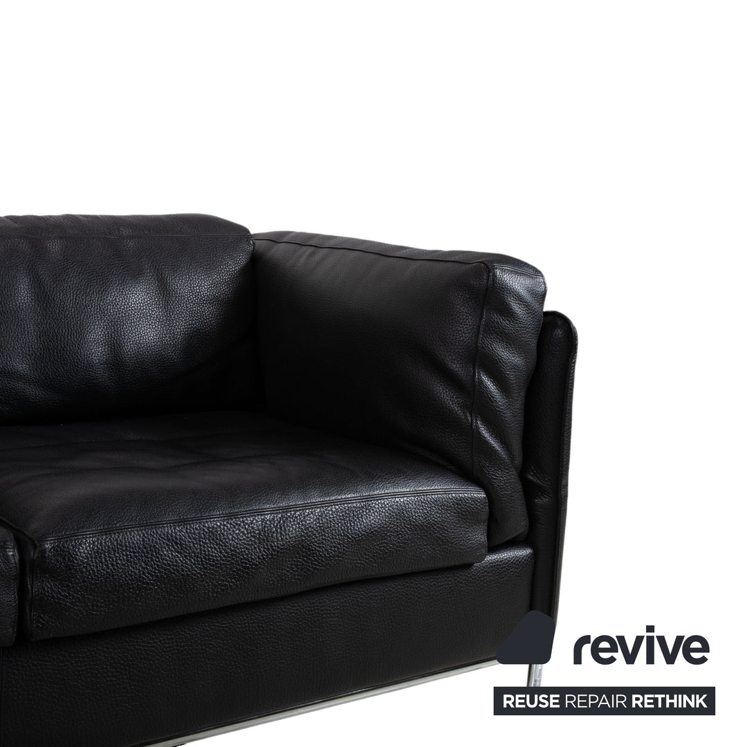 Canapé d'angle en cuir noir Contur avec fonction manuelle, canapé, divan