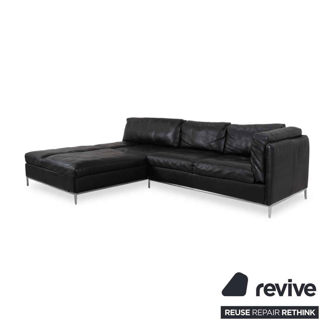 Machalke Leder Dreisitzer Schwarz manuelle Funktion Sofa Couch