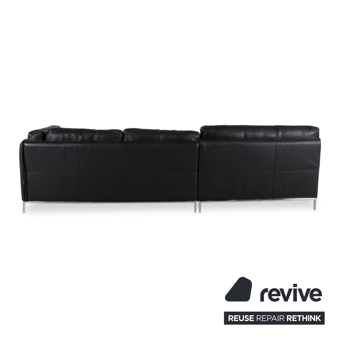 Machalke Leder Dreisitzer Schwarz manuelle Funktion Sofa Couch