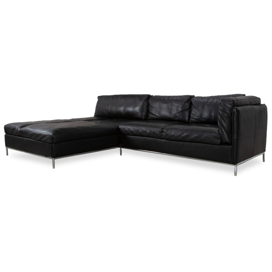 Machalke Leder Dreisitzer Schwarz manuelle Funktion Sofa Couch