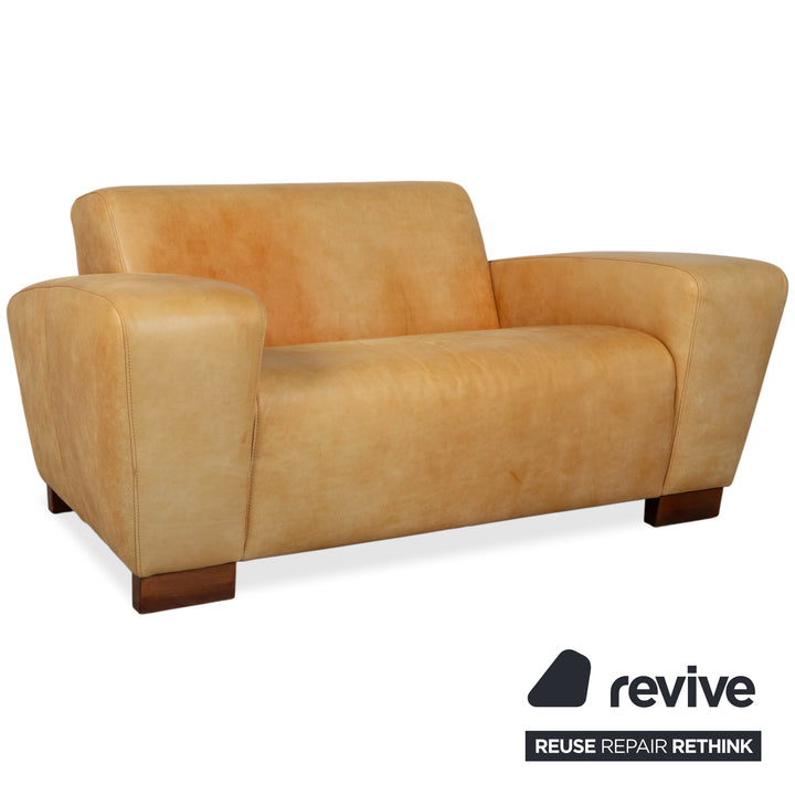 Machalke Leder Dreisitzer Sessel Hocker Gelb Cognac Sofa Couch