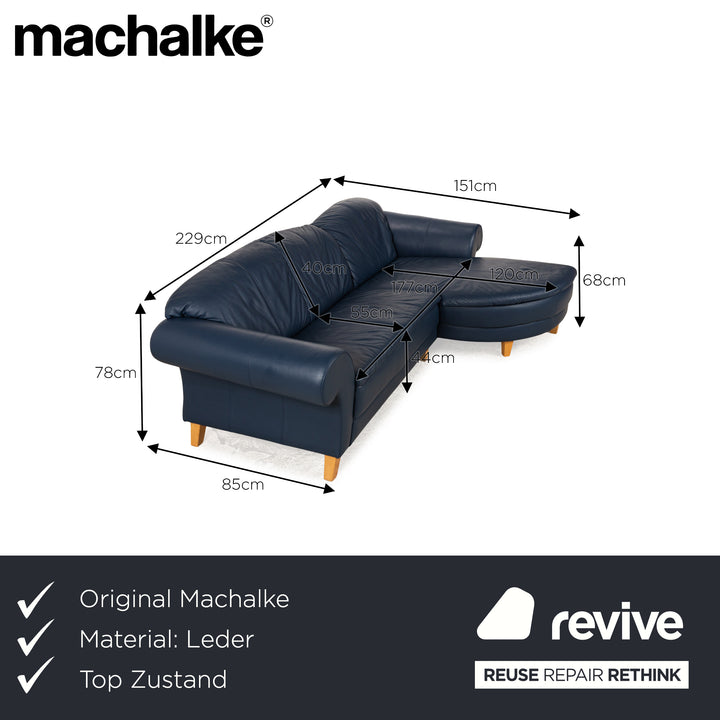 Machalke Leder Ecksofa Blau Recamiere Rechts Sofa Couch