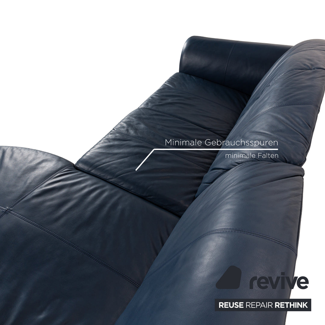 Machalke Leder Ecksofa Blau Recamiere Rechts Sofa Couch