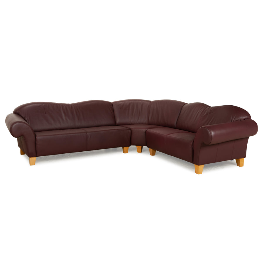 Machalke Leder Ecksofa Braun Rot Sofa Couch