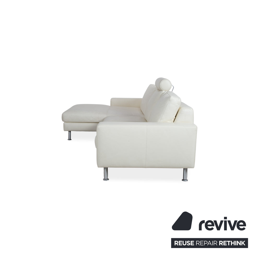 Machalke Leather Corner Sofa Cream White Sofa Couch Adjustable Headrest