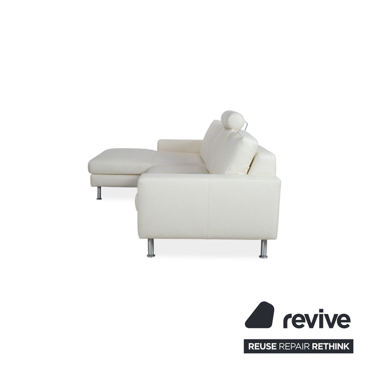 Machalke Leather Corner Sofa Cream White Sofa Couch Adjustable Headrest