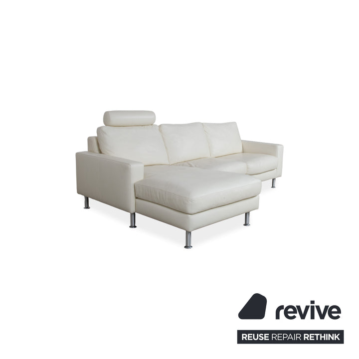 Machalke Leather Corner Sofa Cream White Sofa Couch Adjustable Headrest