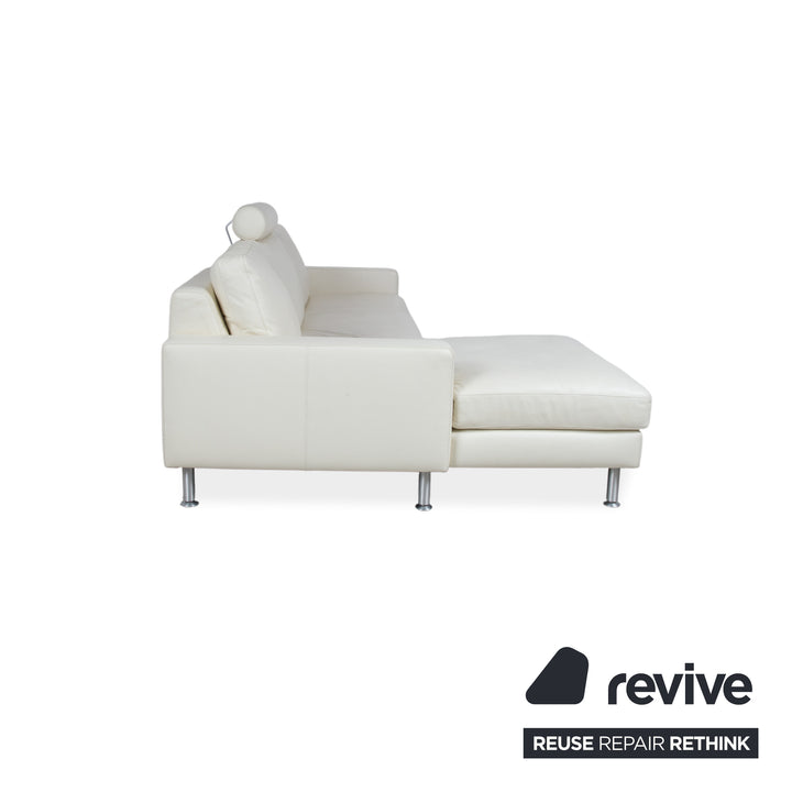 Machalke Leather Corner Sofa Cream White Sofa Couch Adjustable Headrest