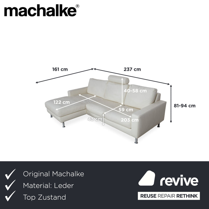 Machalke Leather Corner Sofa Cream White Sofa Couch Adjustable Headrest
