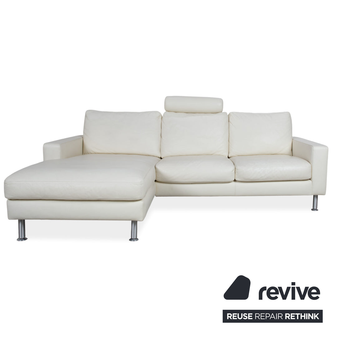 Machalke Leather Corner Sofa Cream White Sofa Couch Adjustable Headrest