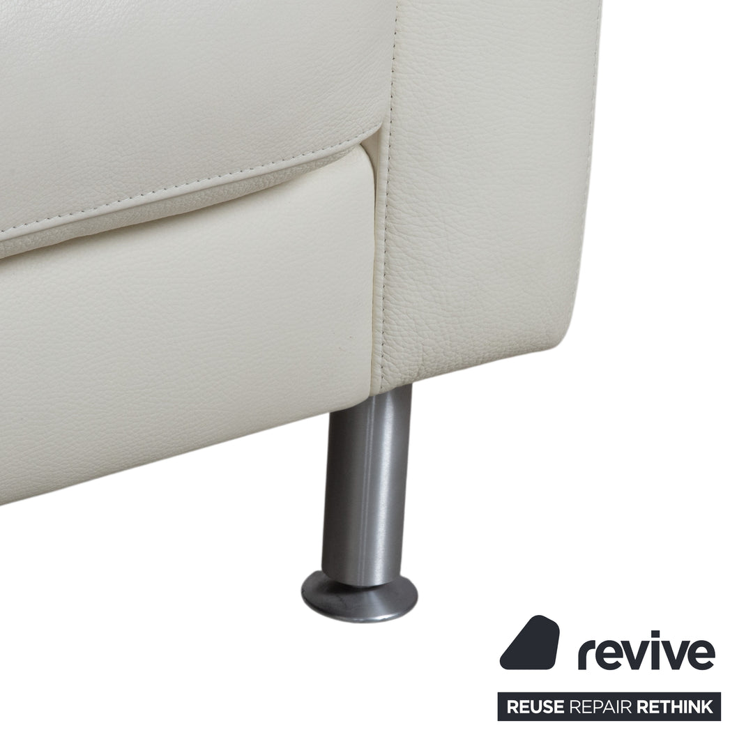 Machalke Leather Corner Sofa Cream White Sofa Couch Adjustable Headrest