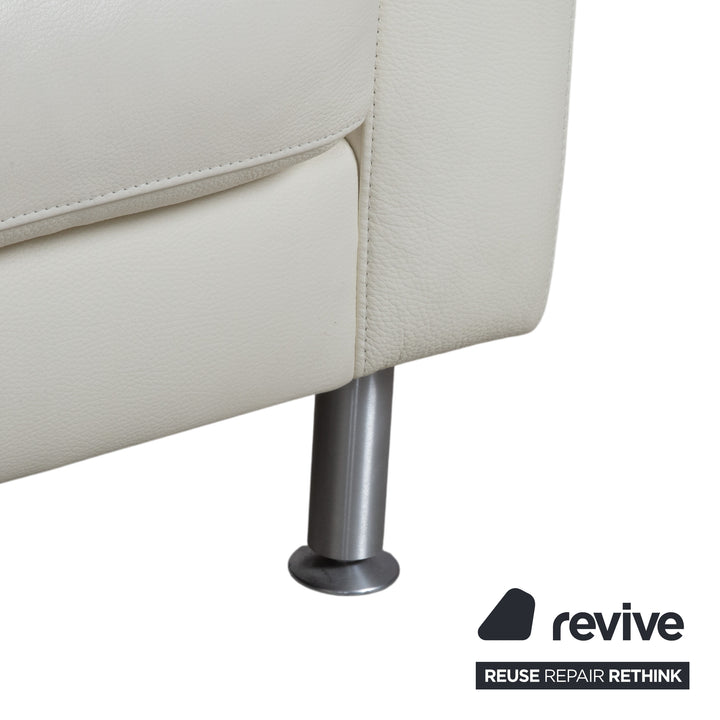 Machalke Leather Corner Sofa Cream White Sofa Couch Adjustable Headrest