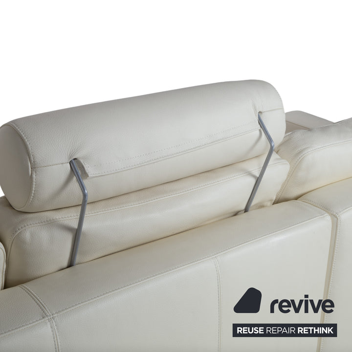 Machalke Leather Corner Sofa Cream White Sofa Couch Adjustable Headrest